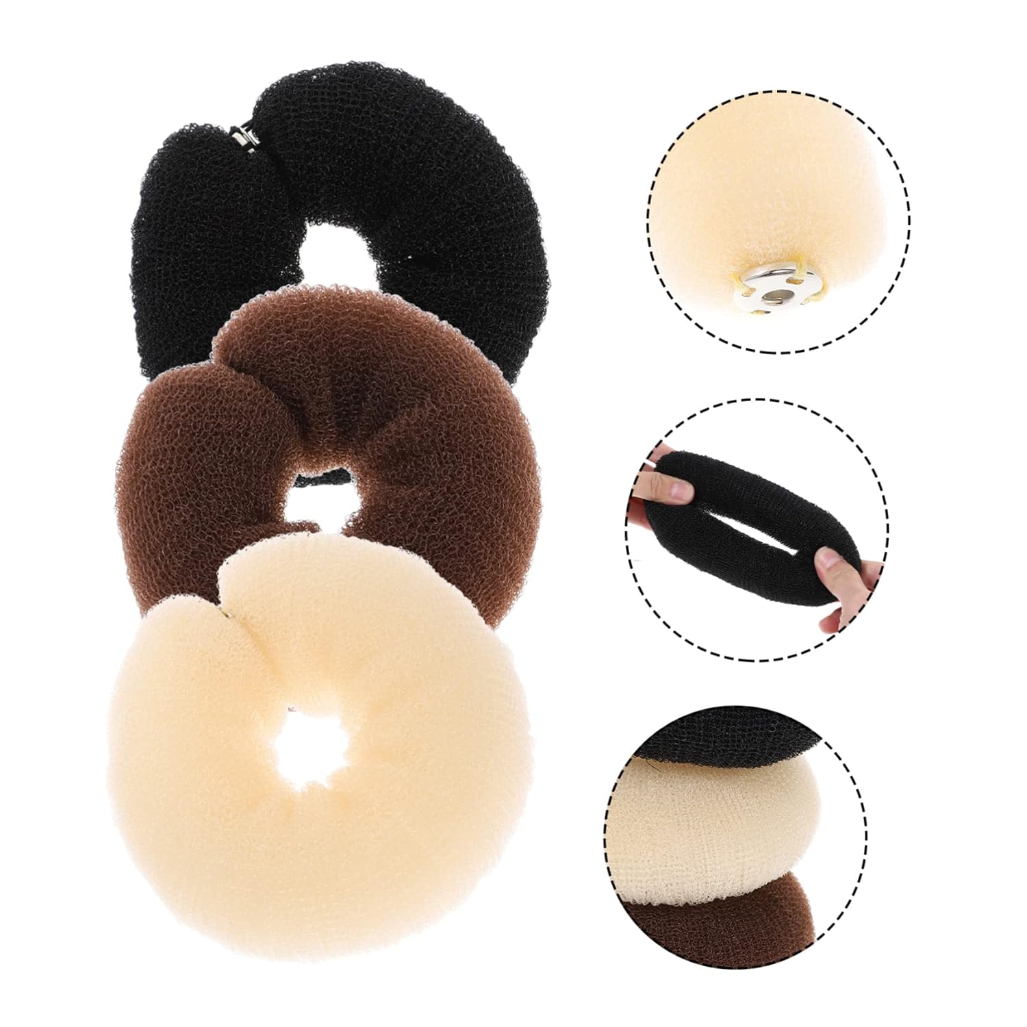 Outanaya 3pcs Hair Bun Shaper Compact Hairstyle Tool for Female Supply Bun Maker Hair Enhancement Pads