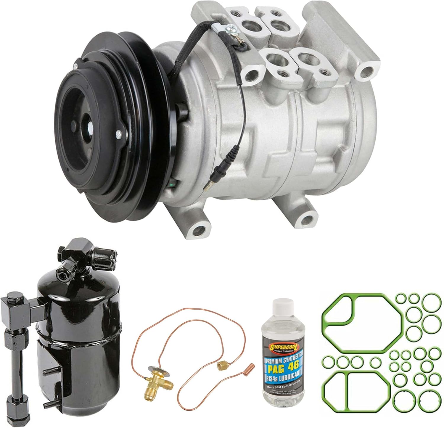 AC Compressor & A/C Kit For Mercedes 560SL R107 1986 1987 1988 1989 - Includes Drier, Expansion Valve, PAG Oil & O-Rings - BuyAutoParts 60-85912RK New