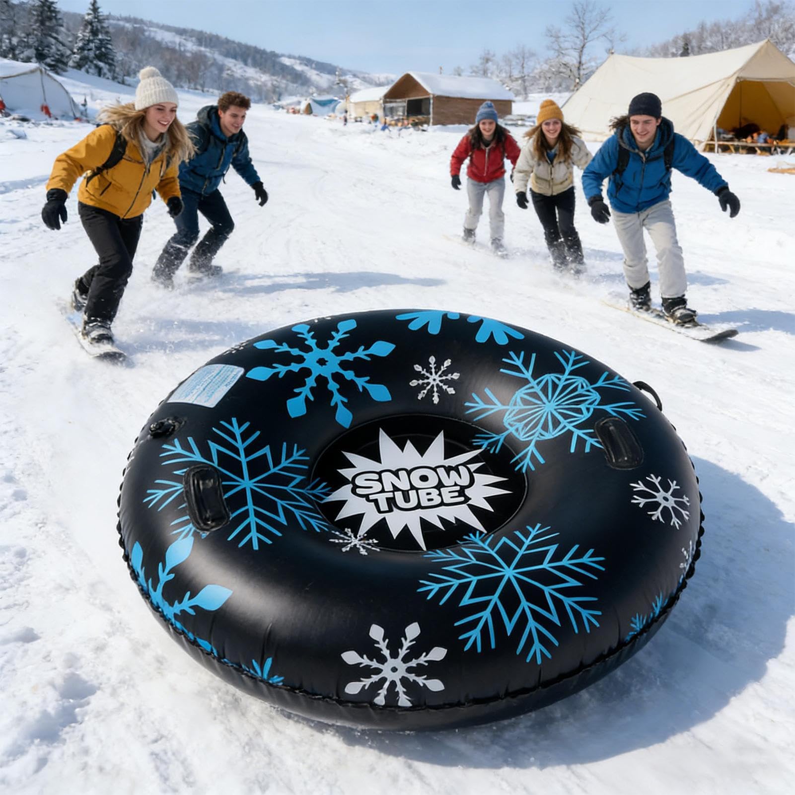 Tubi Da Neve Per Adulti Gonfiabili Per Slittino All'Aperto | Slittino Gonfiabile Invernale Per Famiglia Bambini Adulti Principianti Giardino Montagna Feste