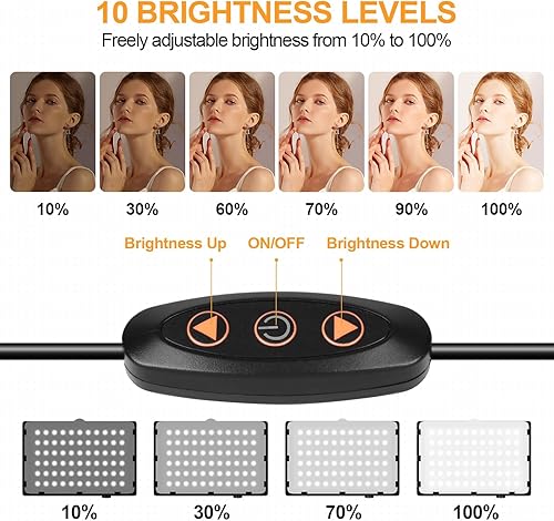 Miniatura 3 de EMART Luz de video LED de 11 brillo4 filtros de color regulable iluminación continua de mesa soporte de trípode ajustable luz de llenado portátil