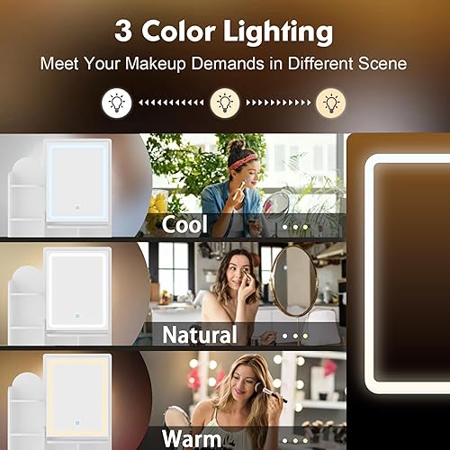 Miniatura 31 de FUFU&GAGA Juego de tocador con espejo rectangular, tocador de maquillaje con 5 cajones, estantes, tocador y taburete acolchado (B blanco/espejo