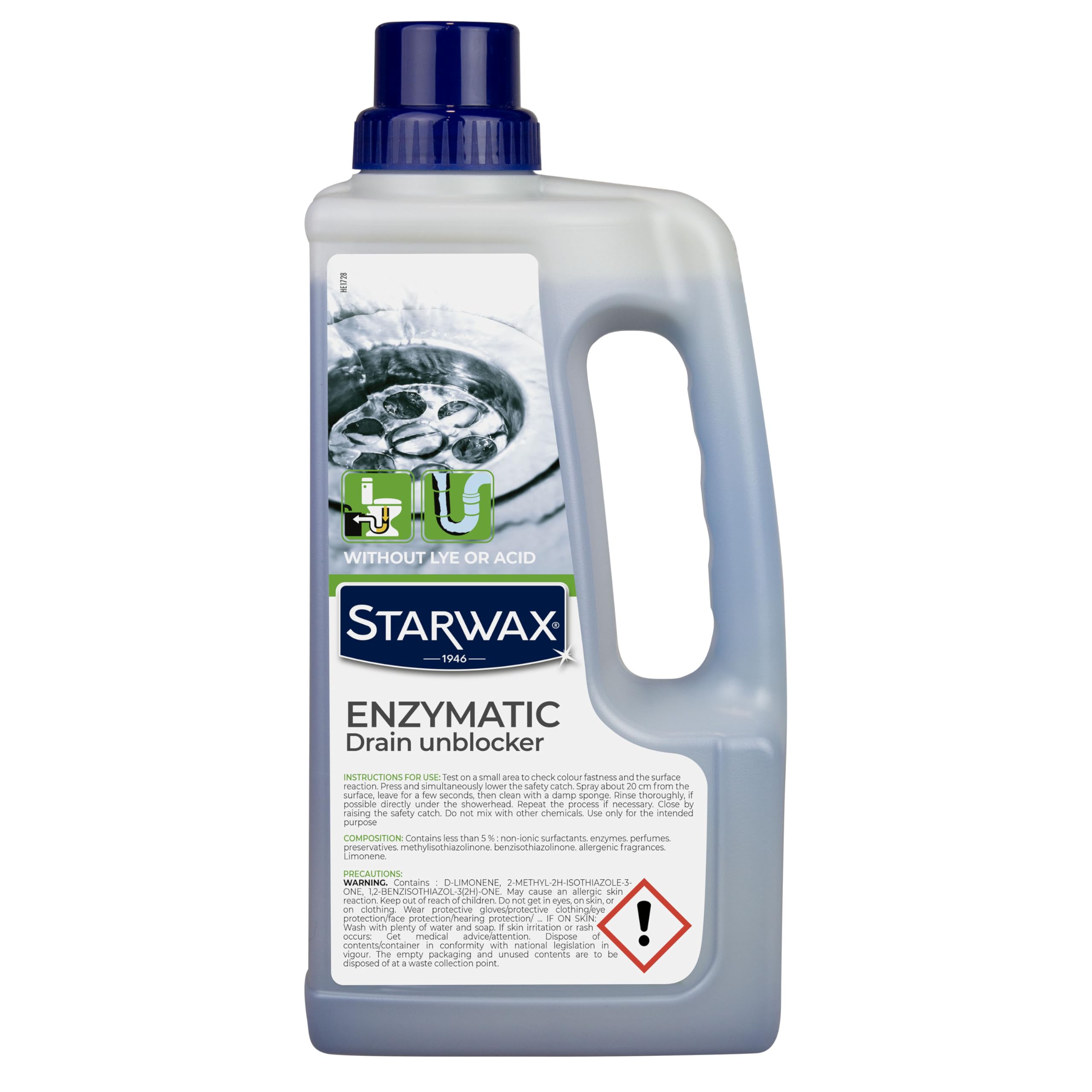 STARWAX - Biological drain cleaner for toilets and drains - Acid free - Ideal for slow draining toilets and drains - Compatible with macerators and septic tanks