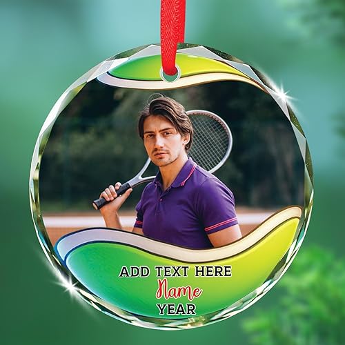 Miniatura 11 de Adorno de cristal de Navidad con nombre de foto personalizado, adorno de Navidad para amantes del béisbol 2025, texto personalizado, adornos de