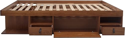 Miniatura 4 de memomad Bali - Cama de plataforma de almacenamiento con cajones (tamaño King, madera marrón caramelo) Caramelo,Roble,Blanco