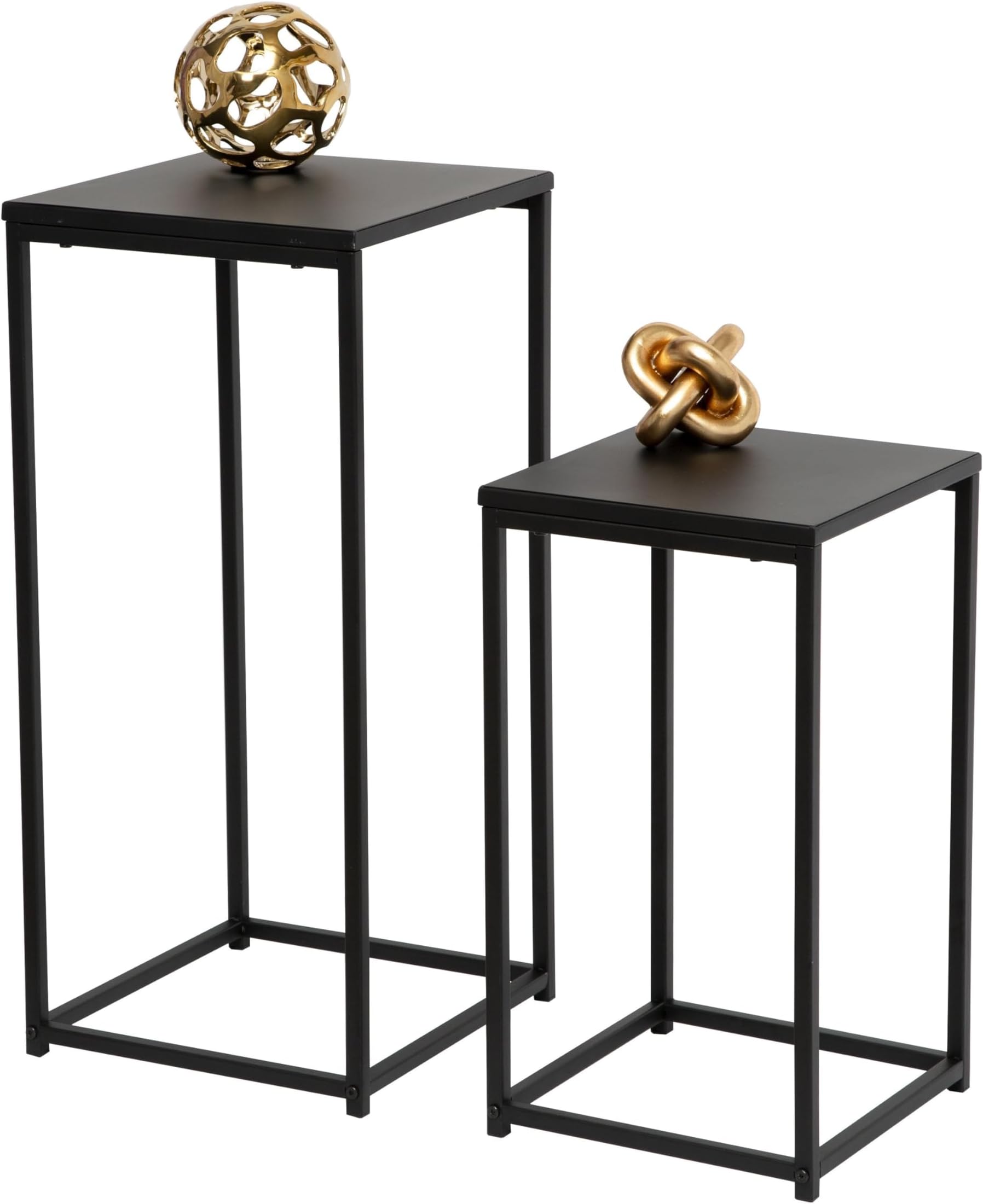 Honey-Can-Do Square Side Tables, Black TBL-08799 Black, 135 lbs, Set of 2