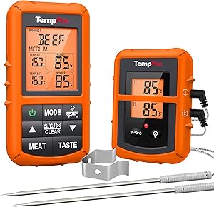TempPro TP20 500FT Wireless Meat Thermometer with Dual Meat Probe, Digital Cooking Food Meat Thermometer Wireless for Smoker BBQ Grill Thermometer Beef Steak Turkey Thermometer (Previously ThermoPro)