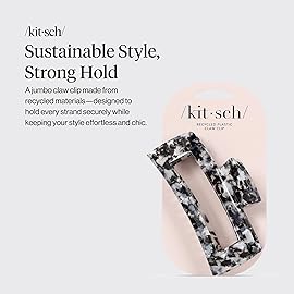 Kitsch Jumbo Hair Clip for Women - Recycled Plastic Hair Claw Clip | All-Day Strong Hold, Durable Non-Slip Grip for Thick & Thin Hair | Ideal Gifts for Women and Stocking Stuffers - Black, 1pc