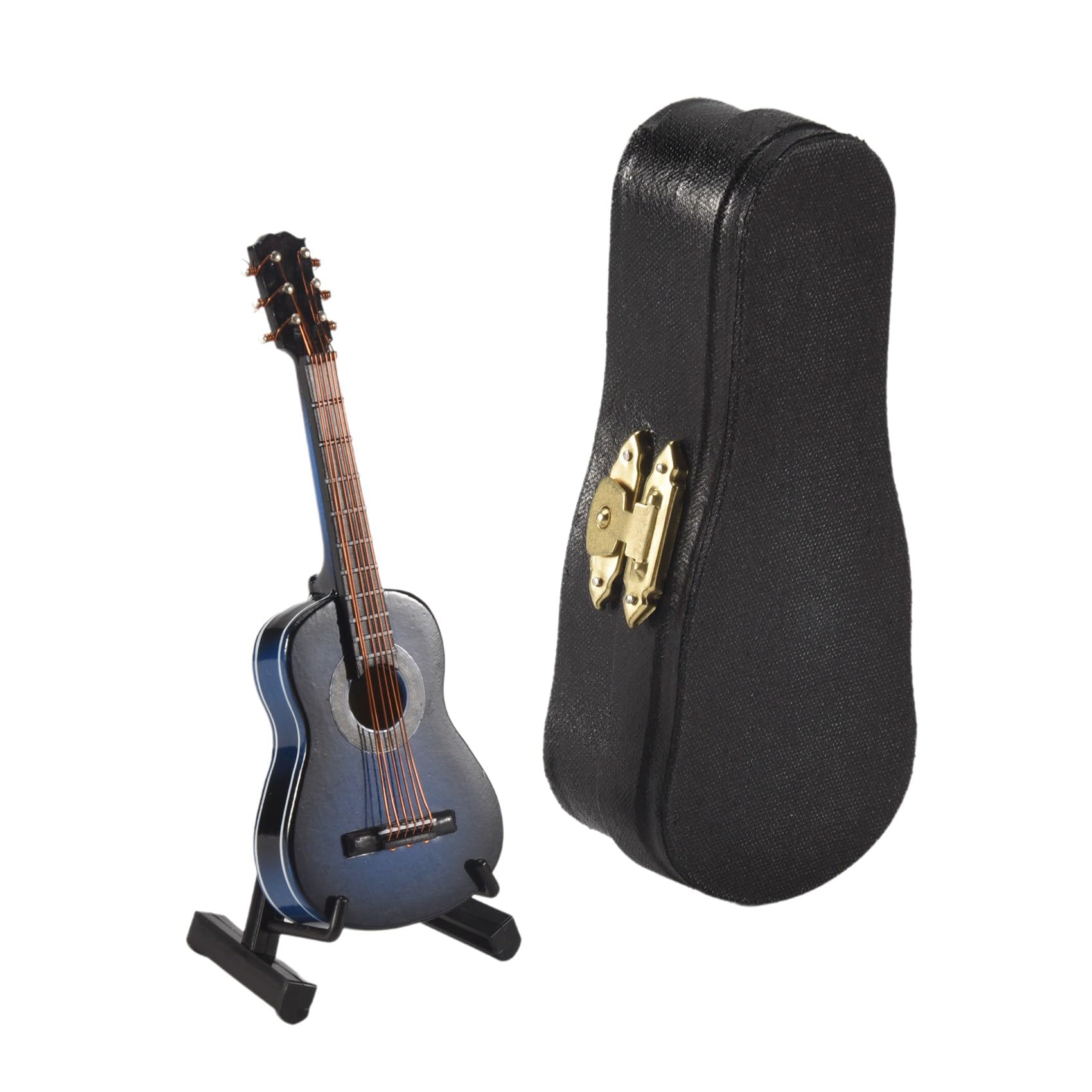 CTRLZS A-Wooden Miniature Guitar with Stand and Case Mini Musical Instrument Miniature Doll House Model Home Decoration Easy Install Easy to Use
