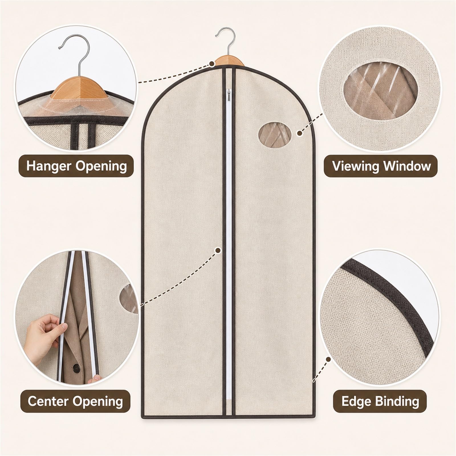 Fundas de Ropa,Fundas Ropa Armario,Fundas para Trajes,Bolsa de Traje,Ventana Visible Transparente,para Almacenamiento de Trajes Vestidos Abrigos Americanas Camisas Vestidos de Noche