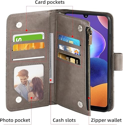 Miniatura 2 de Asuwish Funda de teléfono para Samsung Galaxy A31 con protector de pantalla de vidrio templado y tarjetero de cuero con diseño de flores, soporte