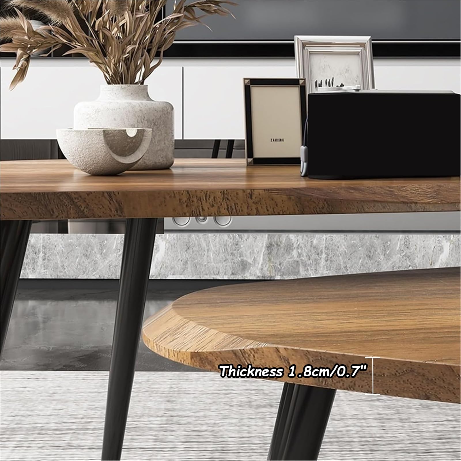 Set Di 2 Tavolini Da Caffè Impilabili, Tavolini Moderni In Legno | Tavolino da divano multifunzionale con robuste gambe in acciaio al carbonio per soggiorno e camera da letto(black)