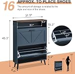 Barnyatoh Armoire de rangement de chaussures, Organisateur de chaussures de ferme avec 2 Tiroirs à bascule & Conception de porte d'étable,Cabine de sac à chaussures minces avec rangement ouvert pour entrée, foyer,allway, bleu