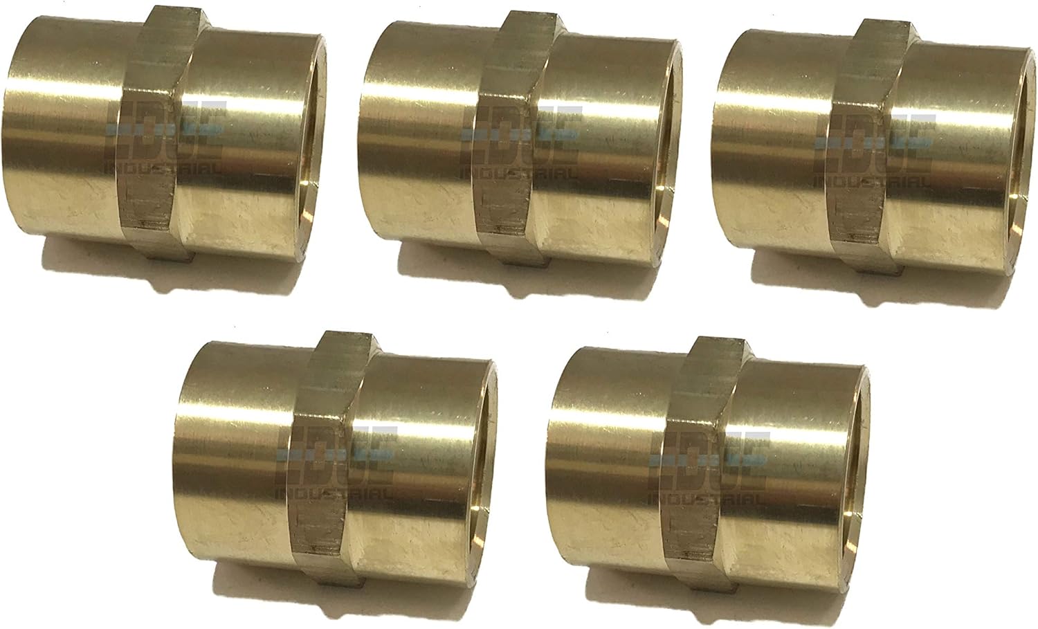Brass Coupling 1 Female NPT FNPT Fuel / AIR/ Water / Oil/ Gas WOG (Qty 05)