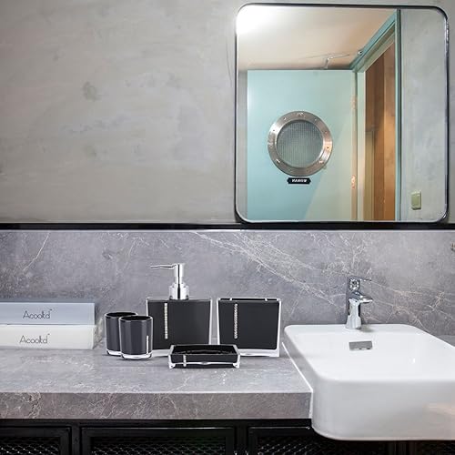 Miniatura 3 de Juego de accesorios de baño de 5 piezas, accesorios de baño, juego de tocador de baño de lujo, dispensador de baño, juego de soporte para cepillos