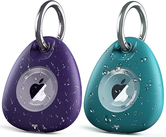 [2 Pack] Petocase for AirTag Holder IPX8 Waterproof, Airtags Case with Key Ring Full Body Shockproof Anti-Scratch Cover for Air Tag Tracker Finder Locator for Pet Cat Dog Collar, Keys, Luggage & More