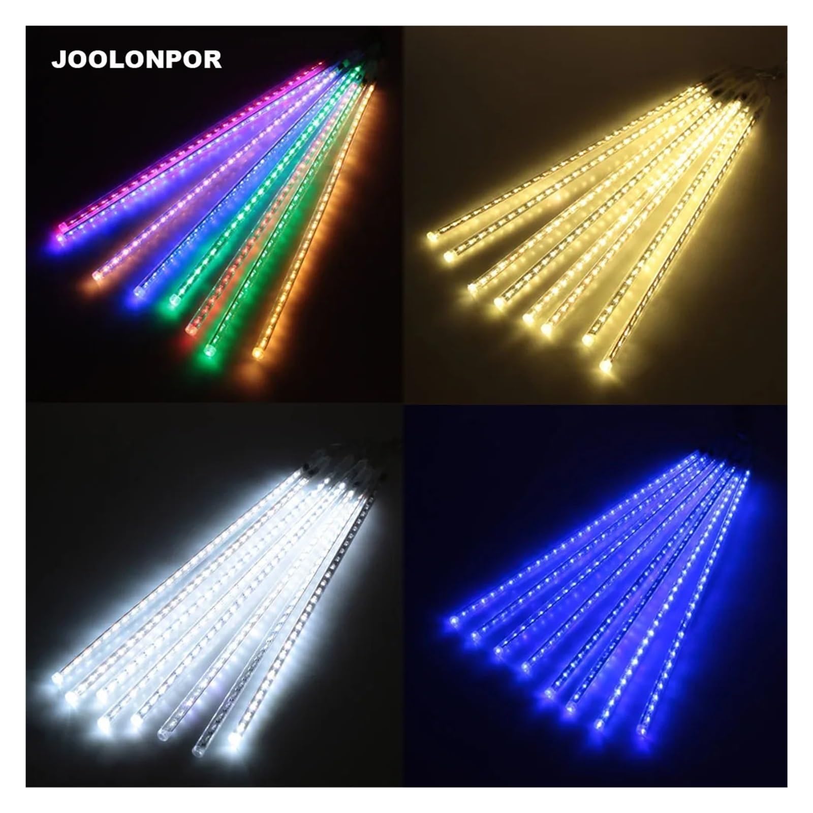 RGB, niebieski biały kolor, deszcz meteorów, światło bożonarodzeniowe, ołów, lampki świąteczne, oświetlenie ogrodowe, łańcuch świetlny na zewnątrz, 20 cm, 30 cm, 50 cm AC100-240 V (biały, 2,30 cm)