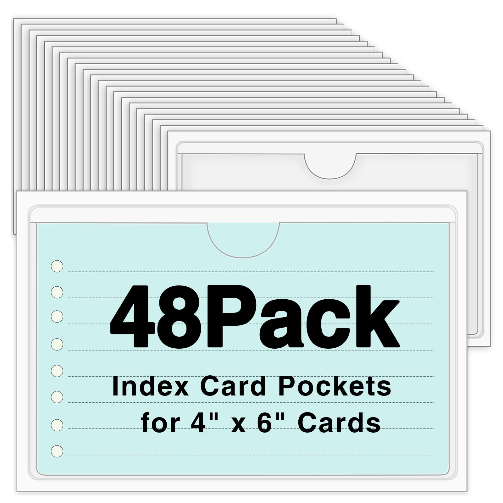 48 Pack Adhesive Index Card Holders, Clear 4 x 6 Label Pockets