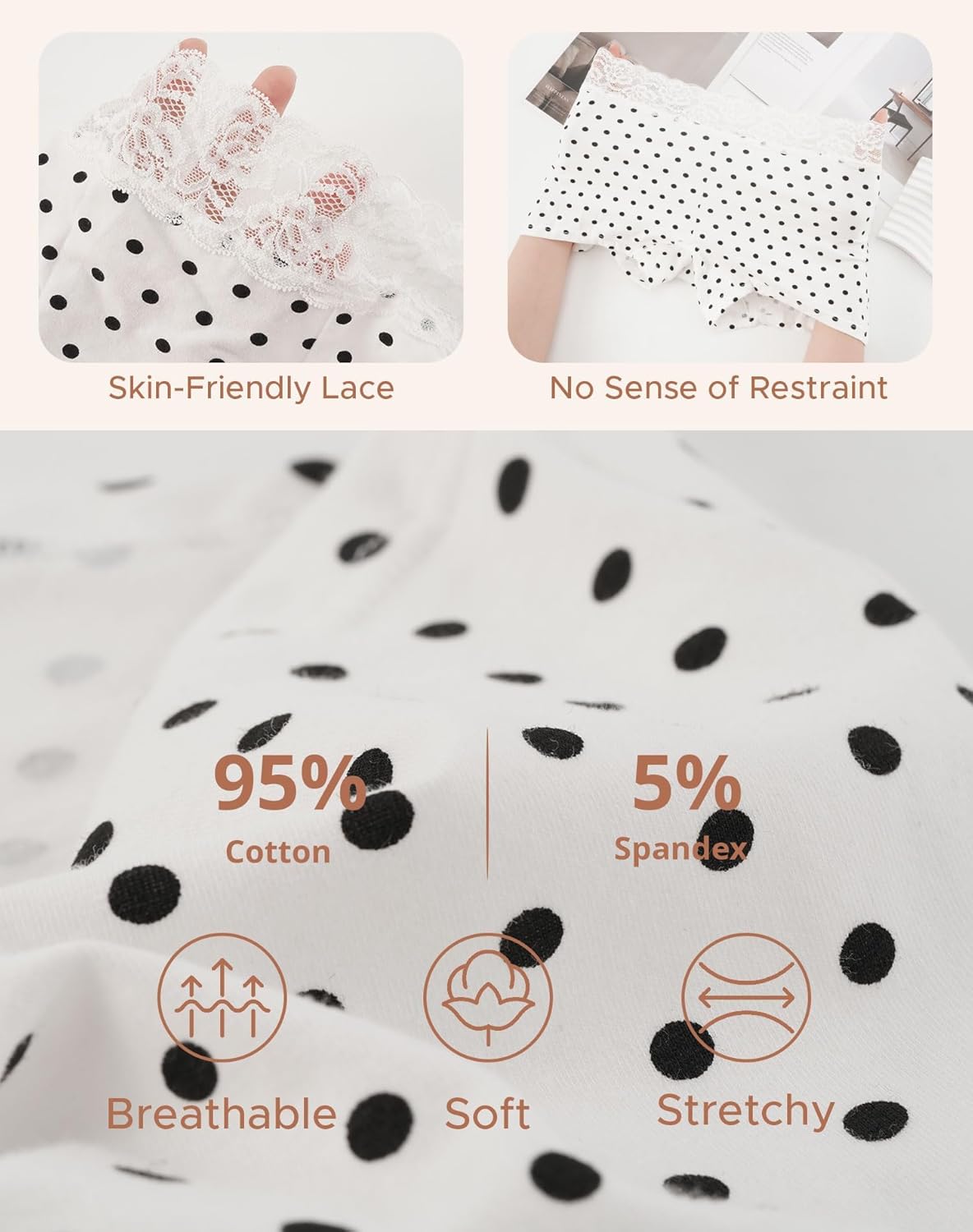 INNERSY Women's Lace Underwear Cotton Soft Boyshorts Panties Boxer Briefs 3-Pack - Image 5