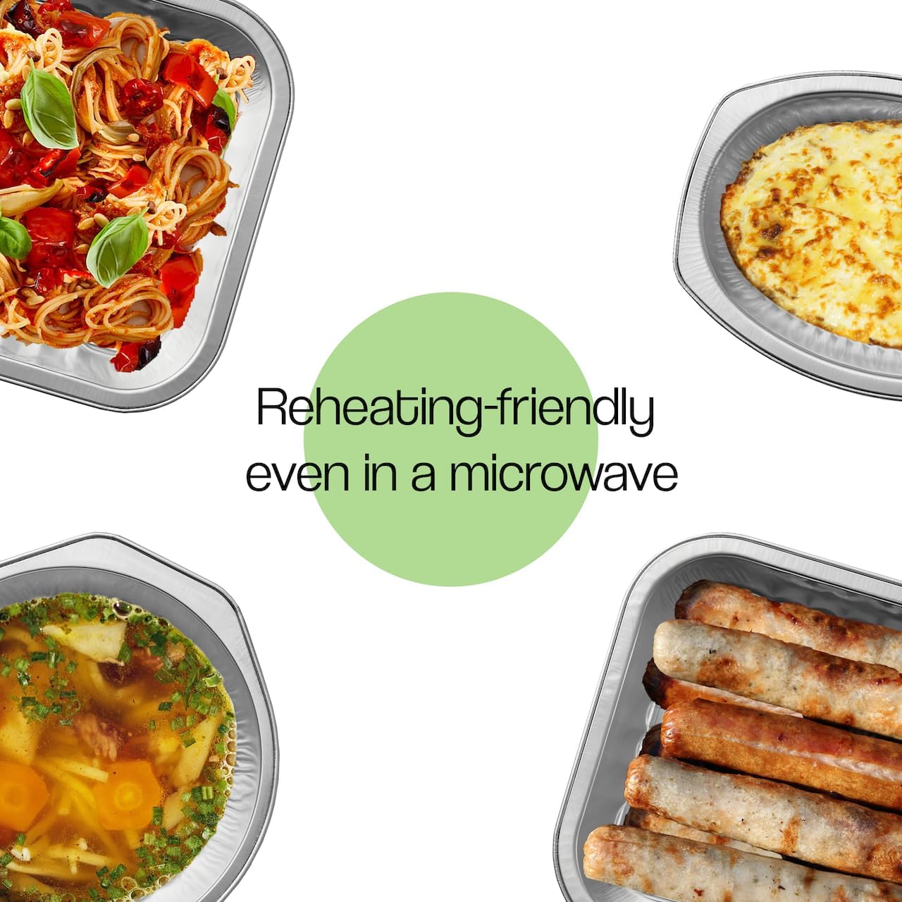 7" Round Aluminum Pans +Lids | 49oz, 7"x2" | 3X Thick, Reusable | Microwave, Oven, Air Fryer, and Grill Safe| Ideal for Camping, Lunch Box, and Meal Prep | For Pasta, Mac and Cheese, and Lasagna (24)