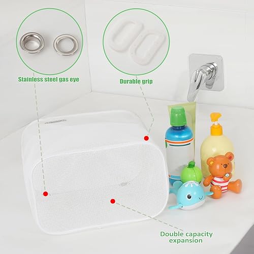 Miniatura 5 de Quick Scoop - Almacenamiento de juguetes de baño de malla para bebé, capacidad 2X y gran apertura, organizador de juguetes de baño para bebé, regalo