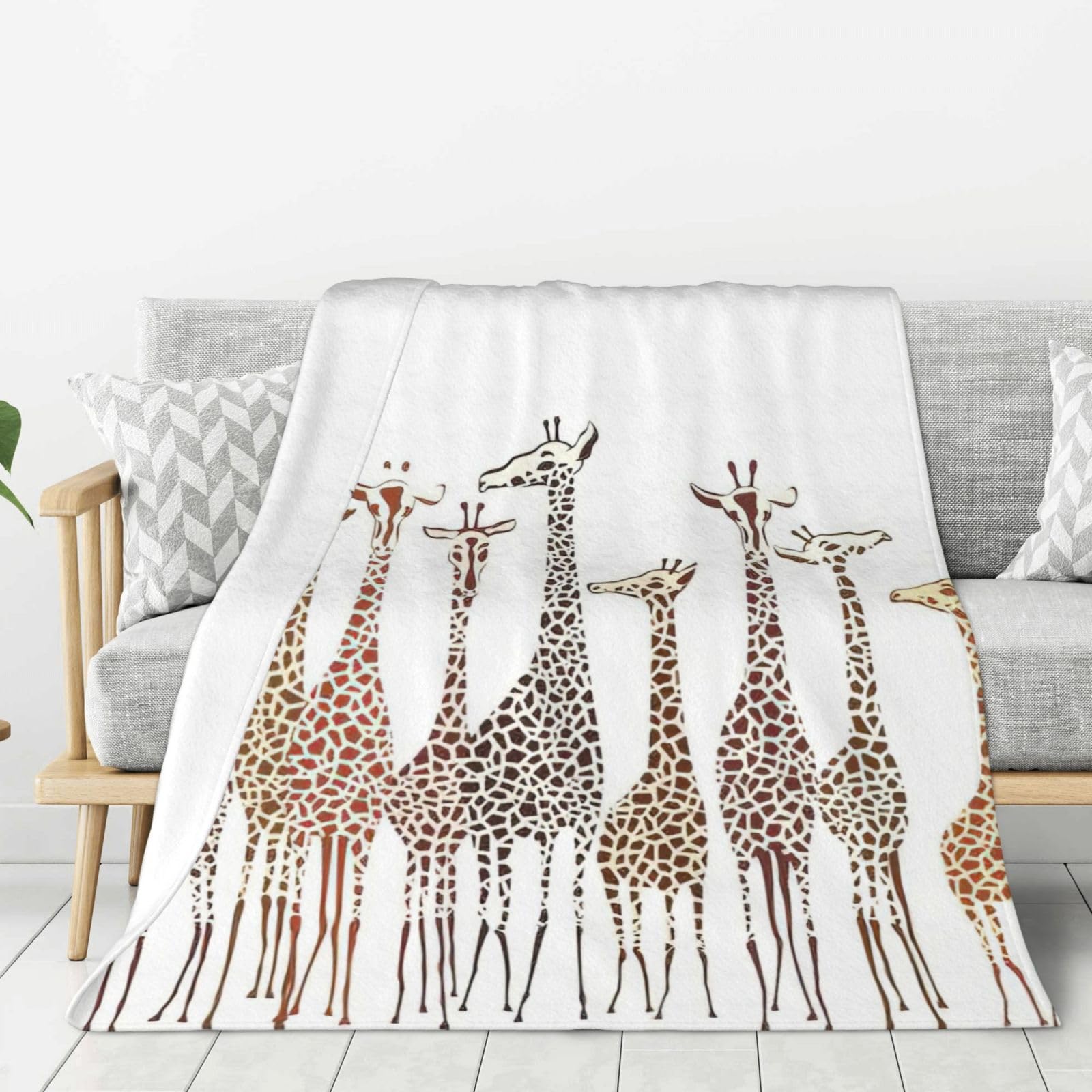 Couverture douce et épaisse anti-froid grand format lit et canapé imprimé girafe