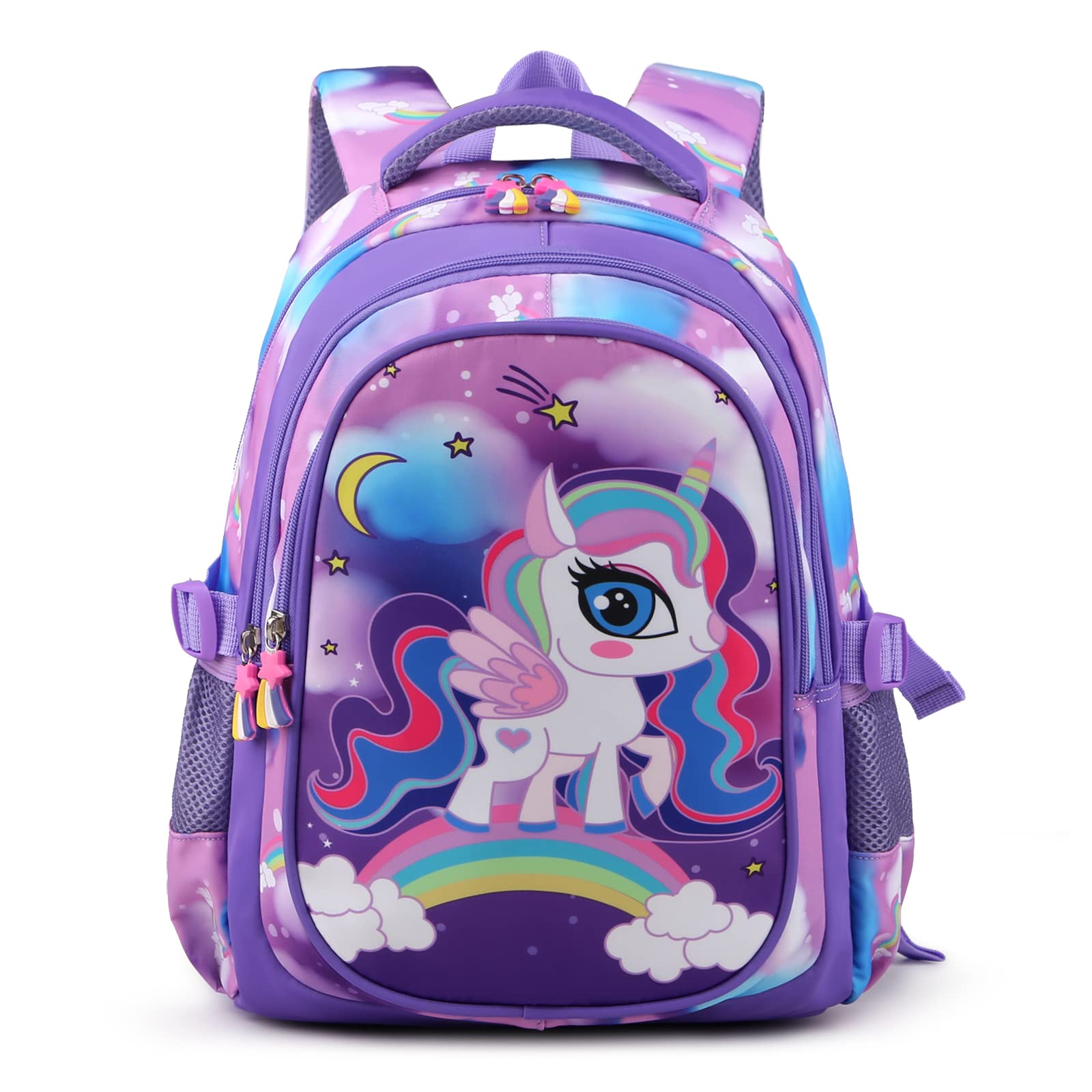 Wisiley Kids Backpack 16 in Multifunctional Large Capacity Unicorn School Backpack for Girls Cute Lightweight Toddler Schoolbag with Bottle Side