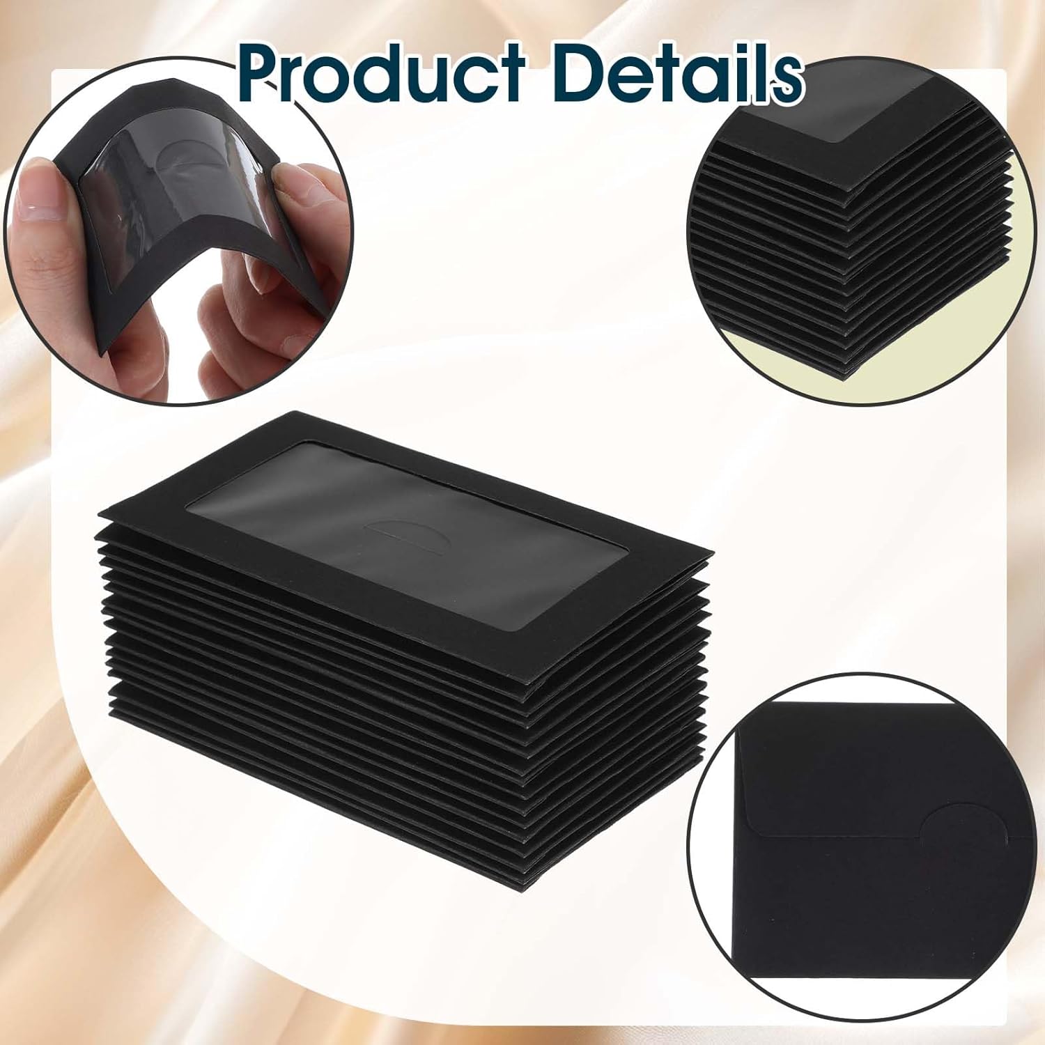 300Pcs Gift Card Envelopes, 3.9'' x 2.4" Black Gift Card Sleeves with Window, Mini Envelopes Sleeves for Thanksgiving, Christmas & New Year Greetings