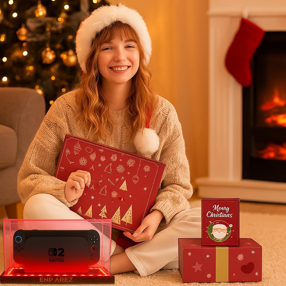 Universal Dust Cover for Nintendo Switch & Switch 2 Dock Mode – Anti-Dust, Anti-Scratch, Breathable Acrylic Protector w/RGB LED Light Base for Gaming Room Decor, Cool Switch 2 Accessories for Gamers