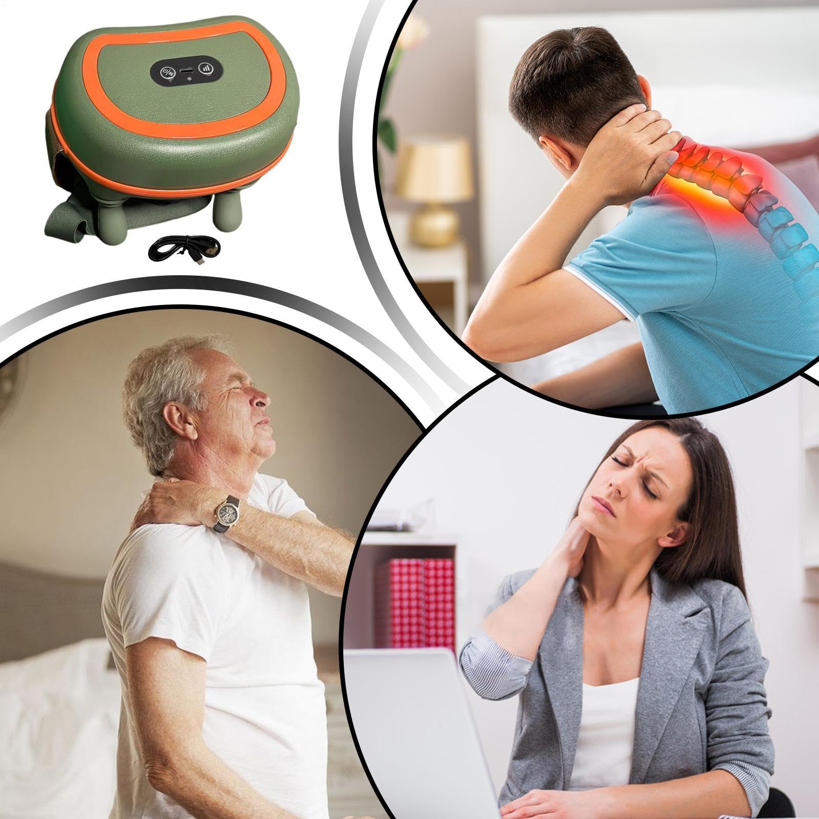 Massaggiatore Cervicale Ergonomico Ricaricabile con 3 Modalità | Cuscino Massaggiante per Collo e Spalle per Rilassamento e Recupero, Piedi, Schiena, Casa, Ufficio, Viaggio