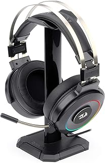 Redragon H320 Lamia Gaming Headset com 7.1 Surround Sound, Volume Control, Noise Canceling, RGB Light, Stand, Over Ear Headphone com fio, com microfone para PC, PS4, preto