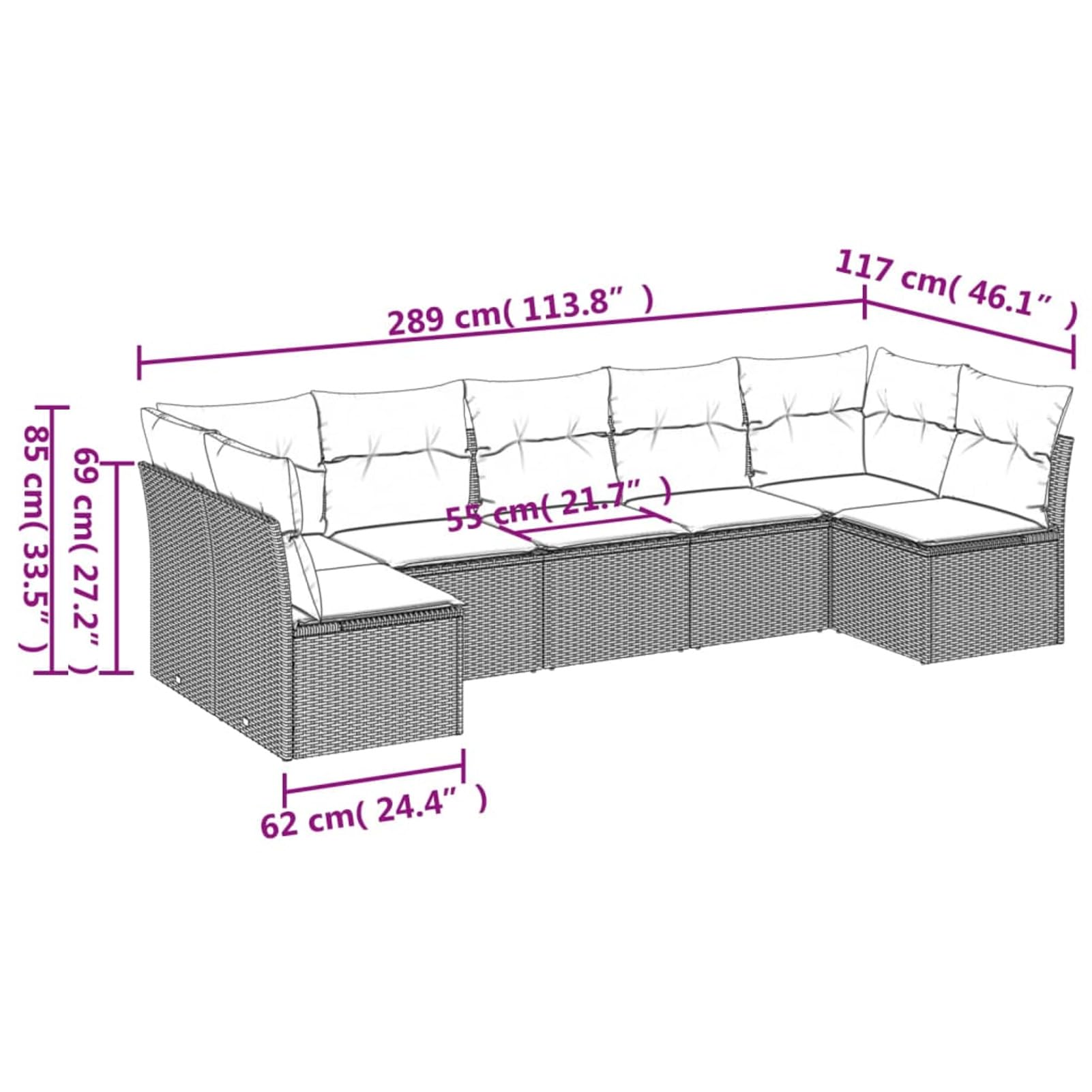 LAPOOH Set da pranzo da giardino 7 pezzi e cuscini in rattan sintetico nero, Set Tavolo e Sedie Giardino, Tavolo e Sedie Terrazza, Mobili da Giardino Esterno, Set Di Mobili Da Giardino - 3217426