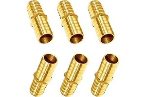 JoyTube Brass Hose Barb Fitting Metals Splicer Mender, 1/2" (Pack of 6)