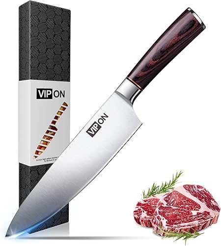 soufull 8-Inch, cuchillo de chef VG 10Acero Inoxidable Japonés Gyutou cuchillo con mango ergonómico