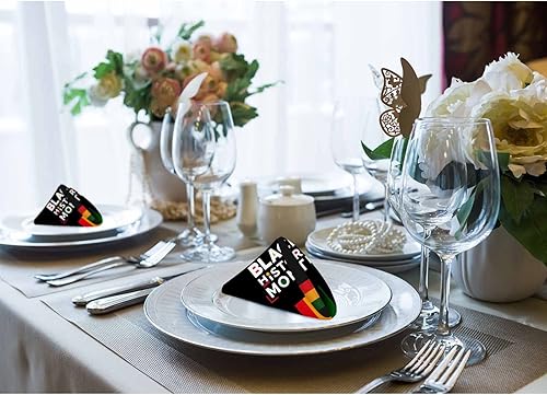 Miniatura 6 de Mxocom Juego de 4 servilletas de tela Black History Month de 4 rayas coloridas de la historia afroamericana, celebración de la cultura y la cena,