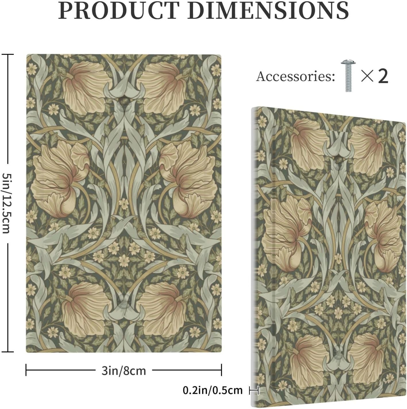 William Morris Pimpernel Flowers 1 Gang Wall Plates Vintage Victorian Green Floral No Device Blank Decorative Light Switch Cover Outlet Covers Faceplate Electrical Switchplate for Retro Bathroom Decor image 5