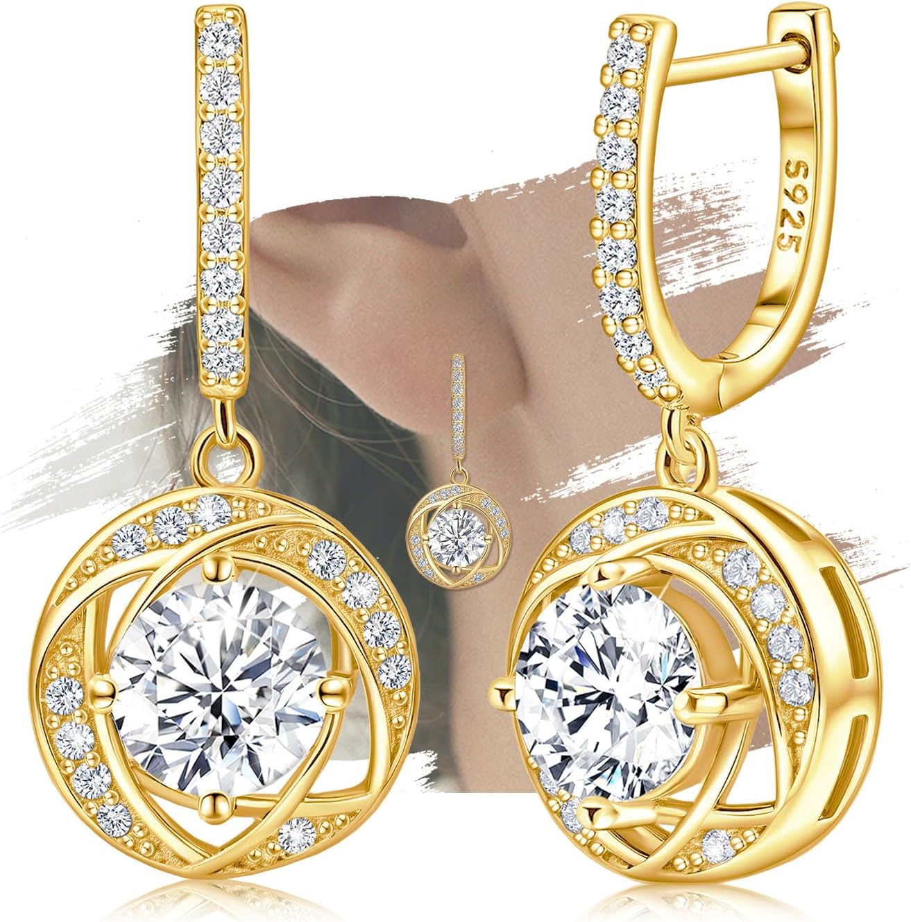 Sterling Silver Dangle Hoop Earrings Charms Hypoallergenic Fashion Jewelry Dainty Birthday Gift