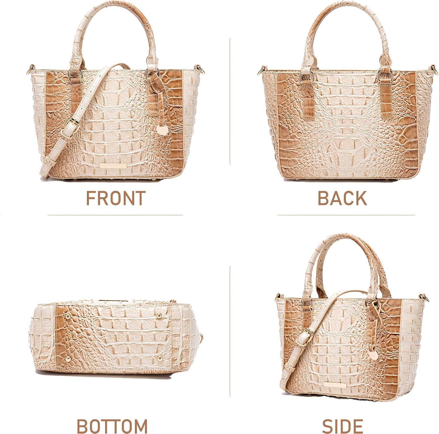 Makcr Joacbv Ladies Tote Leather Bags for Women Crocodile Embossed Zipper Satchel Purse Elegant Compartments Crossbody Work