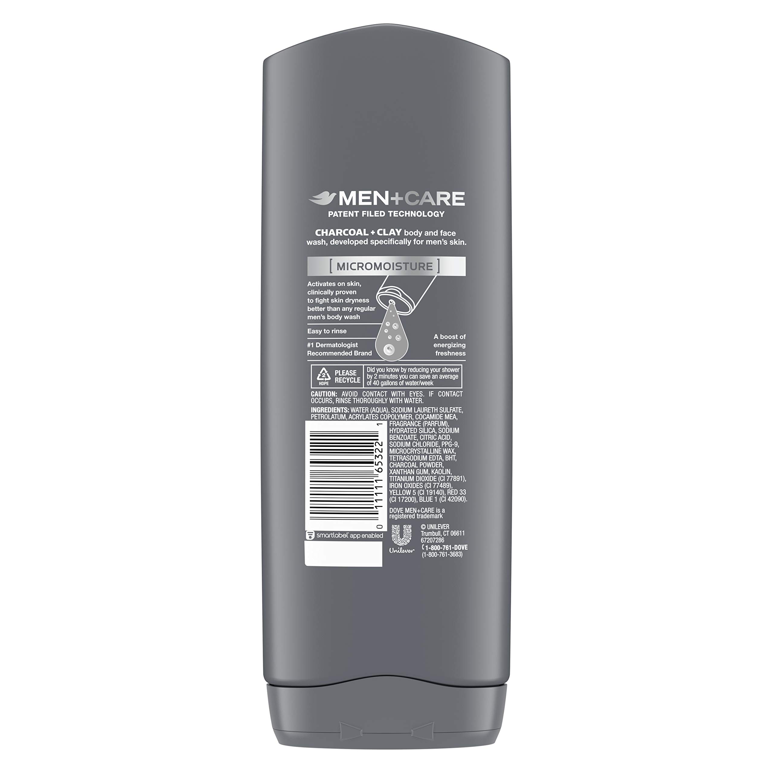 DOVE MEN + CARE Elements Body Wash Charcoal + Clay, Effectively Washes