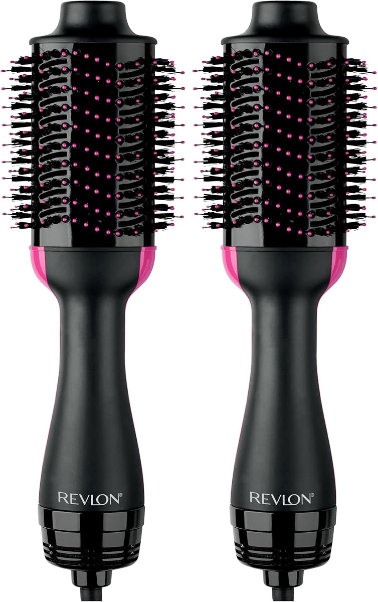One-Step Volumizer Hair Dryer and Styler – Easy Salon-Style Blowouts – Less Frizz, More Shine, and Reduced Heat Damage, for All Hair Types_and Lengths (Black) (Pack of 2)