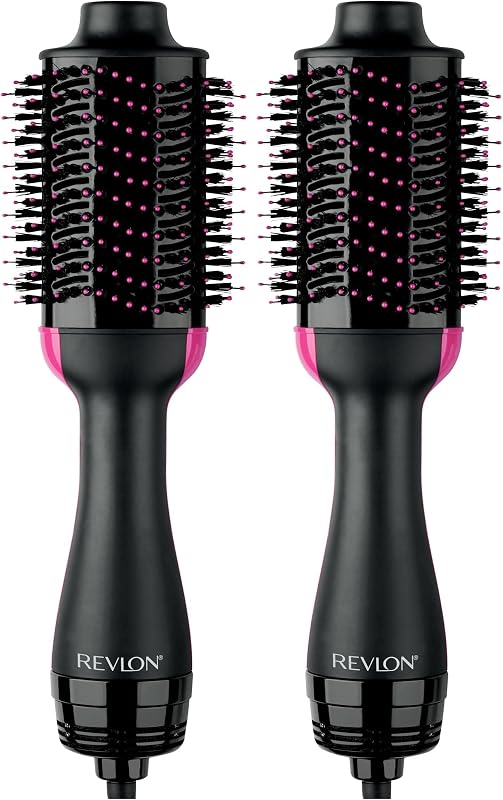 One-Step Volumizer Hair Dryer and Styler – Easy Salon-Style Blowouts – Less Frizz, More Shine, and Reduced Heat Damage, for All Hair Types_and Lengths (Black) (Pack of 2)