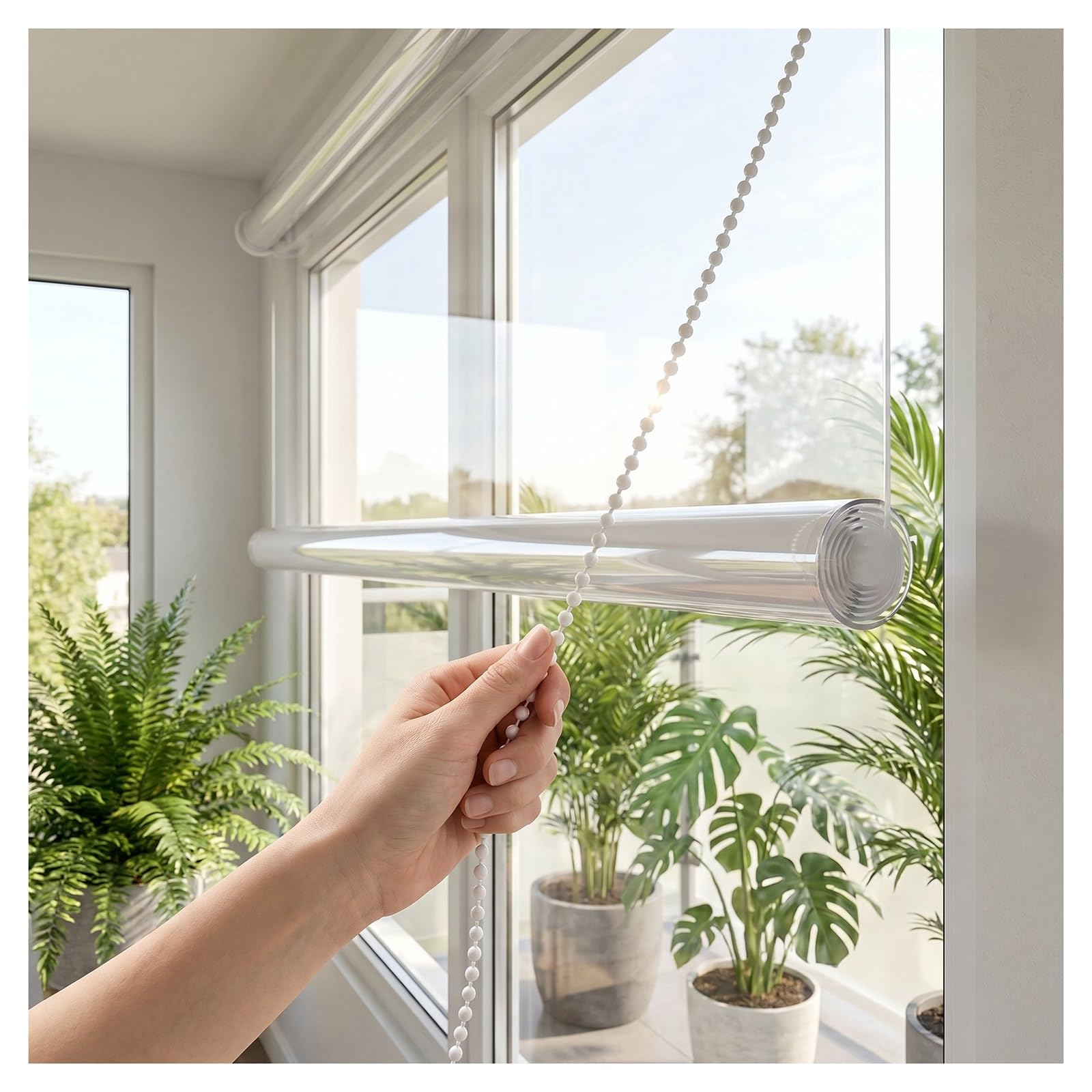 Transparent waterproof roller blind，outdoor clear vinyl roller shades，plastic door curtain，plastic roll up blinds for patio，for Hotel Reception/Balcony(W70*H200cm/W27.55*H78.7in)