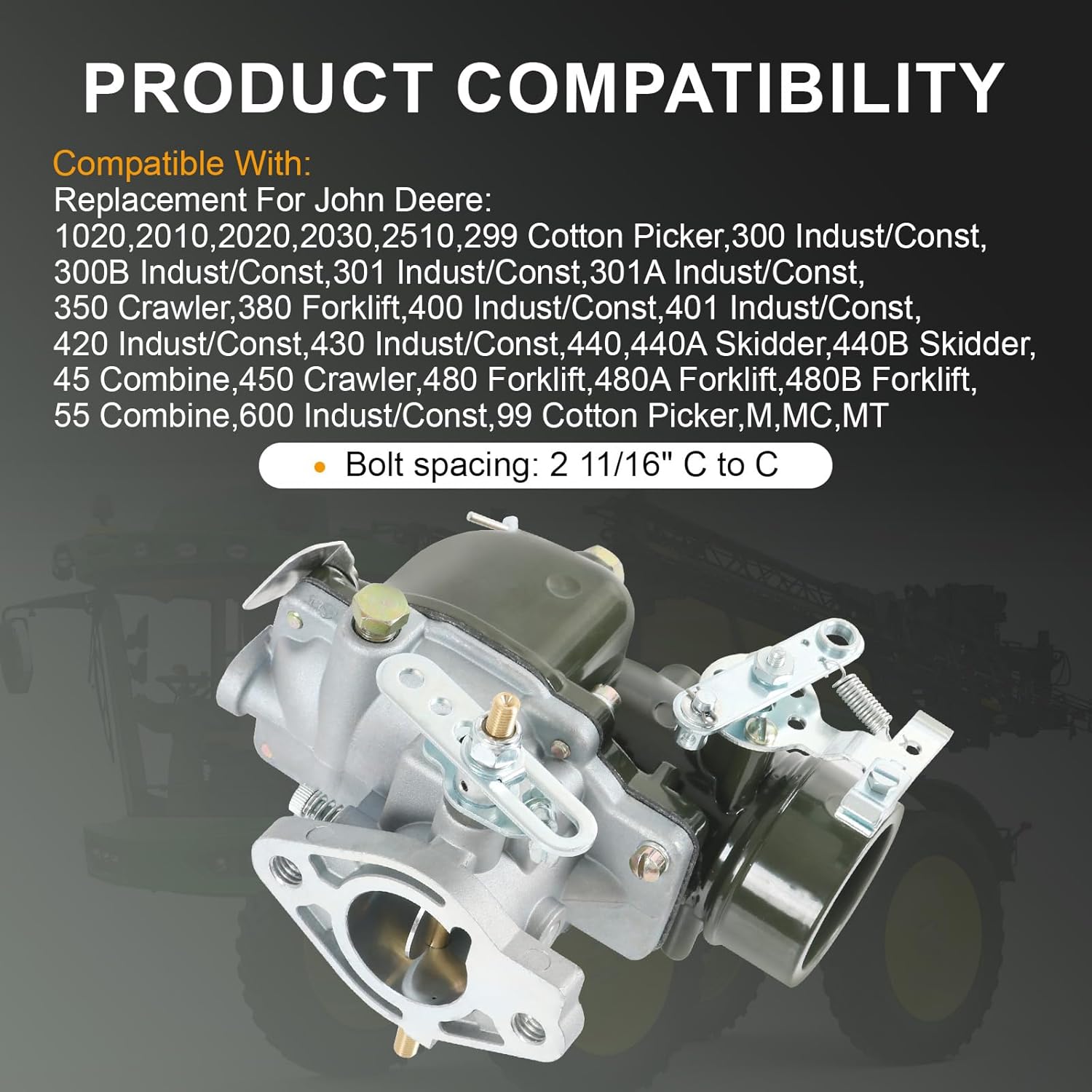 1403-0001 Tractor Carburetor Compatible with John Deere 1020 2010 2020 2030 2510 299 Cotton Picker，300 Indust/Const，300B Indust/Const 102631AS 10A18173 14996