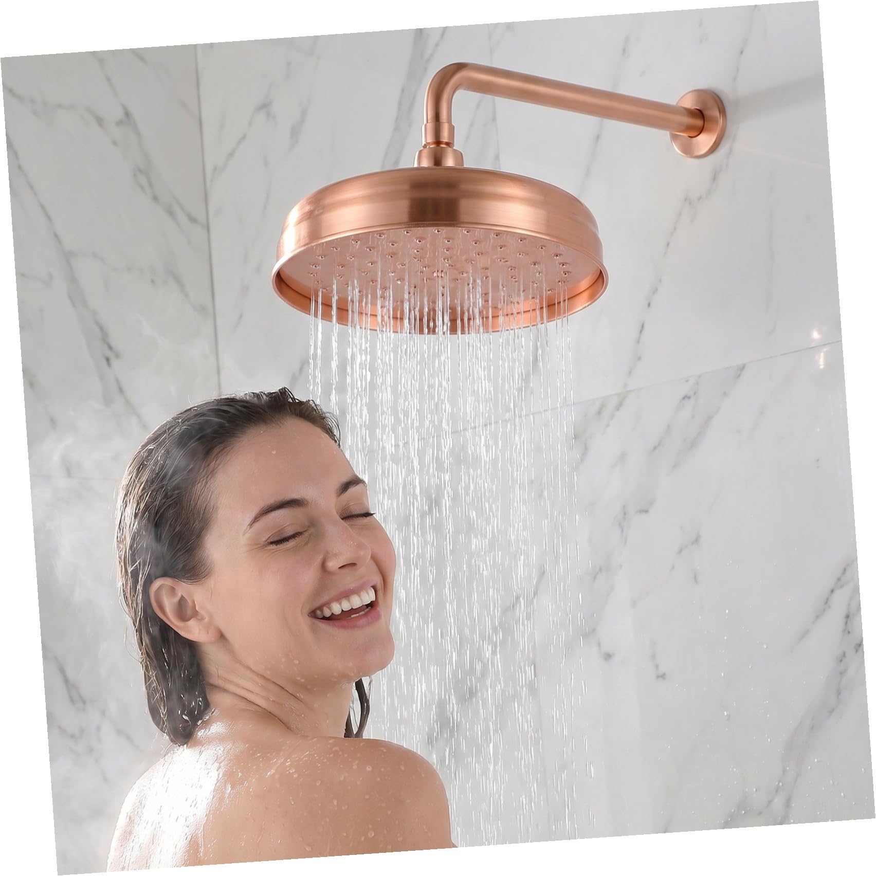 Cabezal de Ducha de Cobre Instalación Sencilla y Diseño Moderno para Baños, Rociador Retro Boquillas de Silicona y Efecto Lluvia Confortable