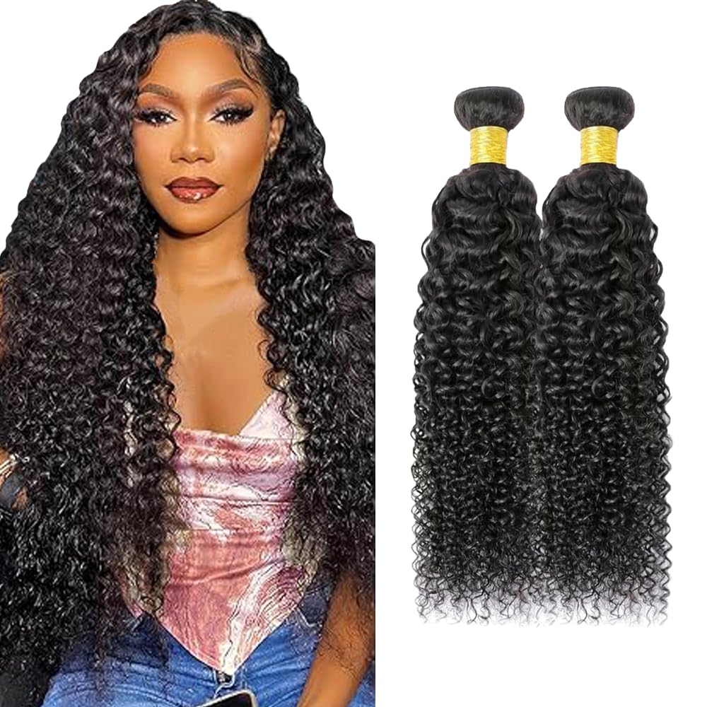 Extension di capelli umani ondulati 1B, colore nero naturale, non trattati, doppia trama, 2 ciocche di capelli brasiliani Remy, 100 g, per donne, 50,8 cm, 50,8 cm