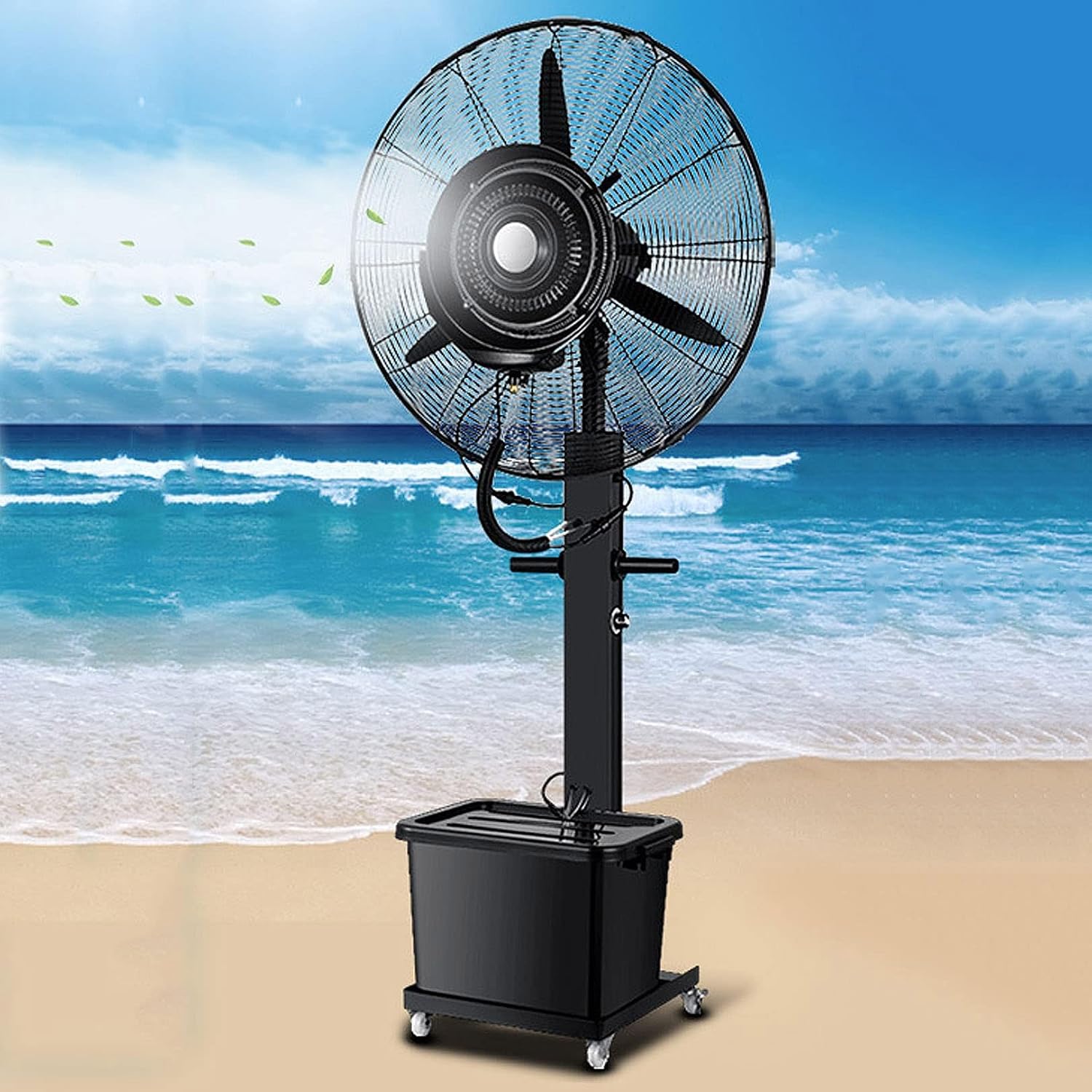Misting Fan Outdoor Commercial Oscillating Pedestal Fan with Mist for Patio, Outside Restaurant, Garage, Gym, Factory Workshop, 3 Cooling Speeds
