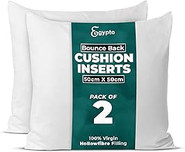Pack of 2 Cushion Inserts 50cm x 50cm – Soft & Plump 20 x 20 Cushion Insert – Hypoallergenic Cushion Inner – Bounce Back Cushion Pads for Sofa & Couches (Pack of 2-20" x 20")