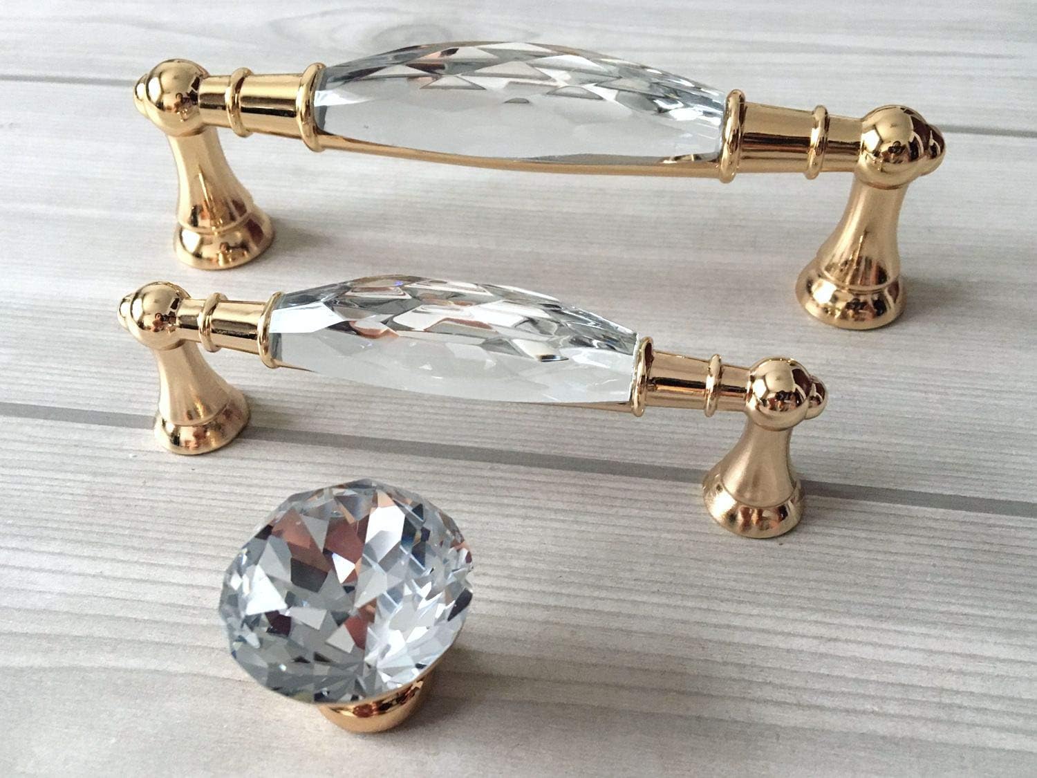 3.75" C-C Crystal Drawer Pull Gold Glass Cabinet Handle Dresser Pulls Door Handles Kitchen Hardware 96 mm Centers/C-C: 3.75" (Size : Length: 5.7" (145 mm)/C-C: 5" (128 mm))
