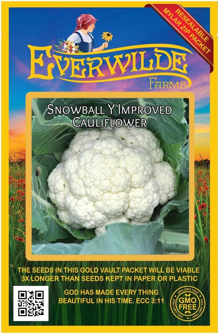Everwilde Farms - 1 Lb Snowball Y Improved Cauliflower Seeds - Gold Vault