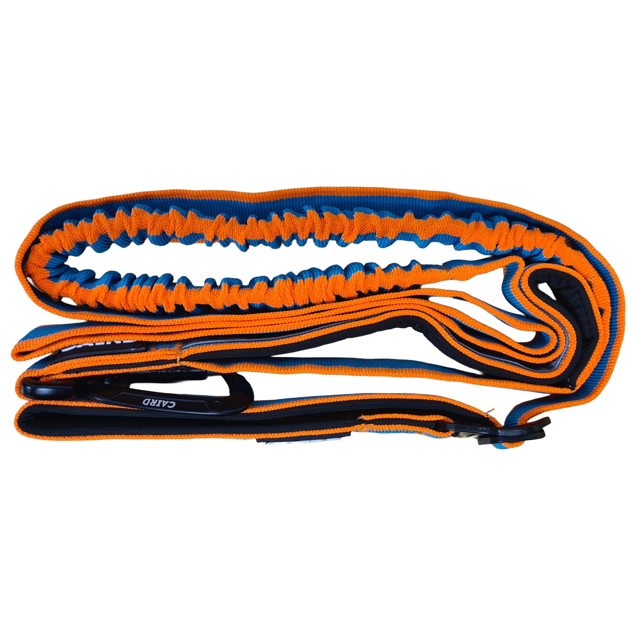 CAIRD Laisse pour chien Bungee Freedom to Run mains libres avec poignée rembourrée, ceinture réglable et mousqueton en aluminium (orange et turquoise)