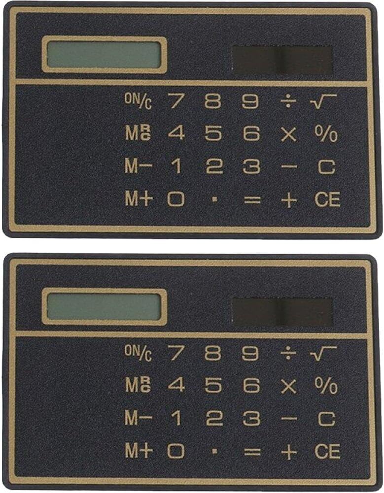 2pcs 8 Digit Ultra Thin Solar Power Calculator Credit Card Design Portable Mini Calculator for Home Office School